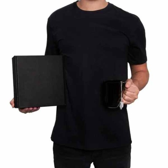 Kit Caneca Em Cerâmica Preta E Camiseta - 2 Pçs - Tam. GG Personalizado 