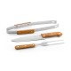 Kit Churrasco Aço Inox e Madeira 3 Pecas com Logotipo Personalizado