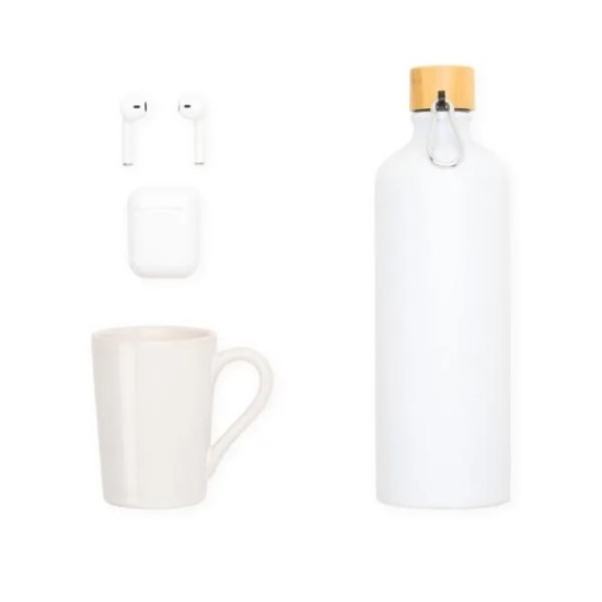 Kit Garrafa, Caneca E Fone Bluetooth - 3 Pçs Personalizado 