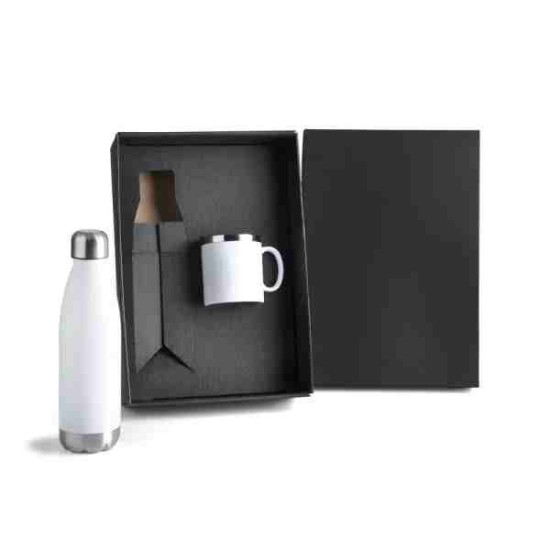 Kit Garrafa e Caneca Branca Personalizado