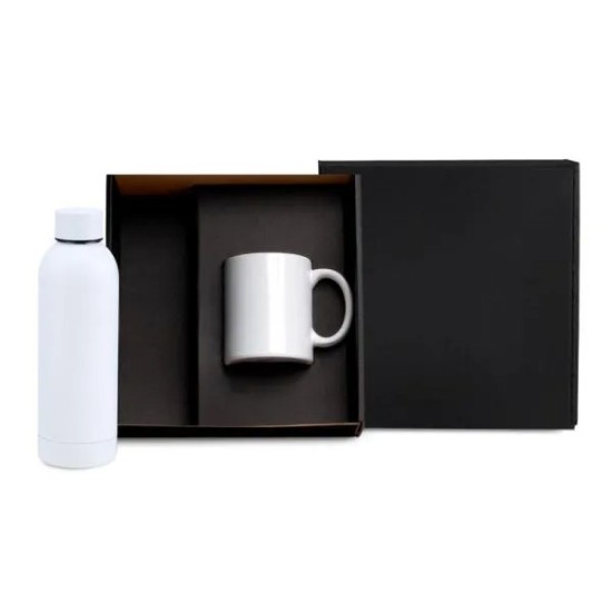 Kit Garrafa E Caneca - Branco - 2 Pçs Personalizado 