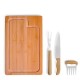Kit Para Churrasco Em Bambu / Madeira / Inox - 4 Peças Personalizado